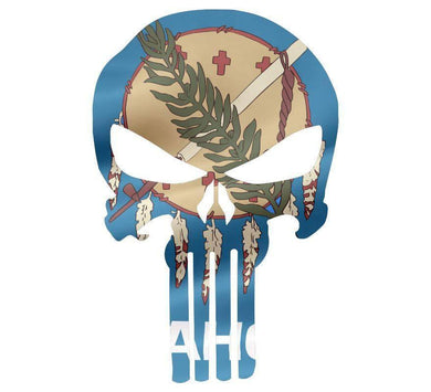 Punisher Skull Oklahoma Flag Window Decal Sticker Graphic - Multiple Sizes - BuckUp Tactical