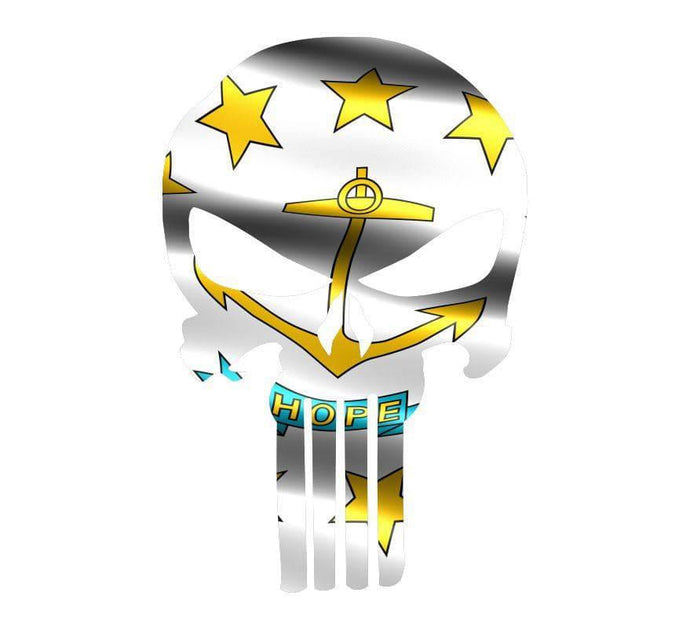 Punisher Skull Rhode Island Flag Window Decal Sticker Graphic - Multiple Sizes - BuckUp Tactical