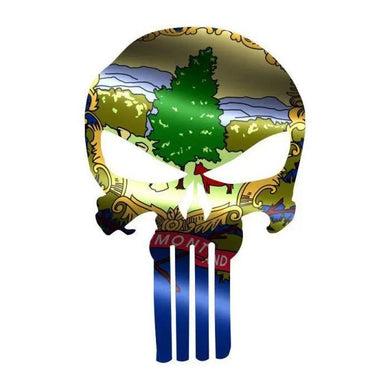 Punisher Skull Vermont Flag Window Decal Sticker Graphic - Multiple Sizes.