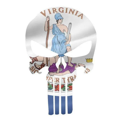 Punisher Skull Virginia Flag Window Decal Sticker Graphic - Multiple Sizes.