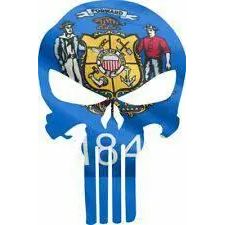 Punisher Skull Wisconsin Flag Window Decal Sticker Graphic - Multiple Sizes.