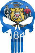 Punisher Skull Wisconsin Flag Window Decal Sticker Graphic - Multiple Sizes - BuckUp Tactical