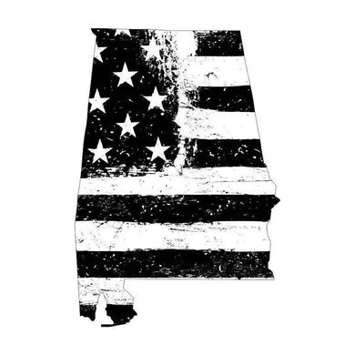 State of Alabama Black White Tattered Flag Decal - Various Sizes.