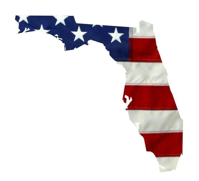 State of Florida Realistic American Flag Window Decal - Various Sizes.