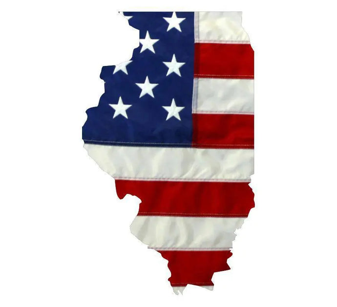 State of Illinois Realistic American Flag Window Decal - Various Sizes.