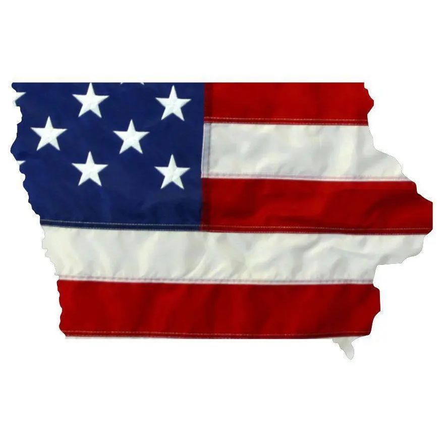State of Iowa Realistic American Flag Window Decal - Various Sizes.