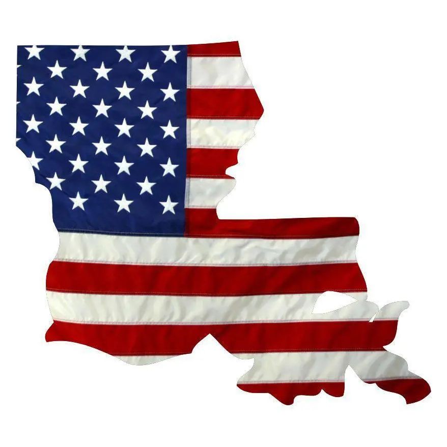 State of Louisiana Realistic American Flag Window Decal - Various Sizes.
