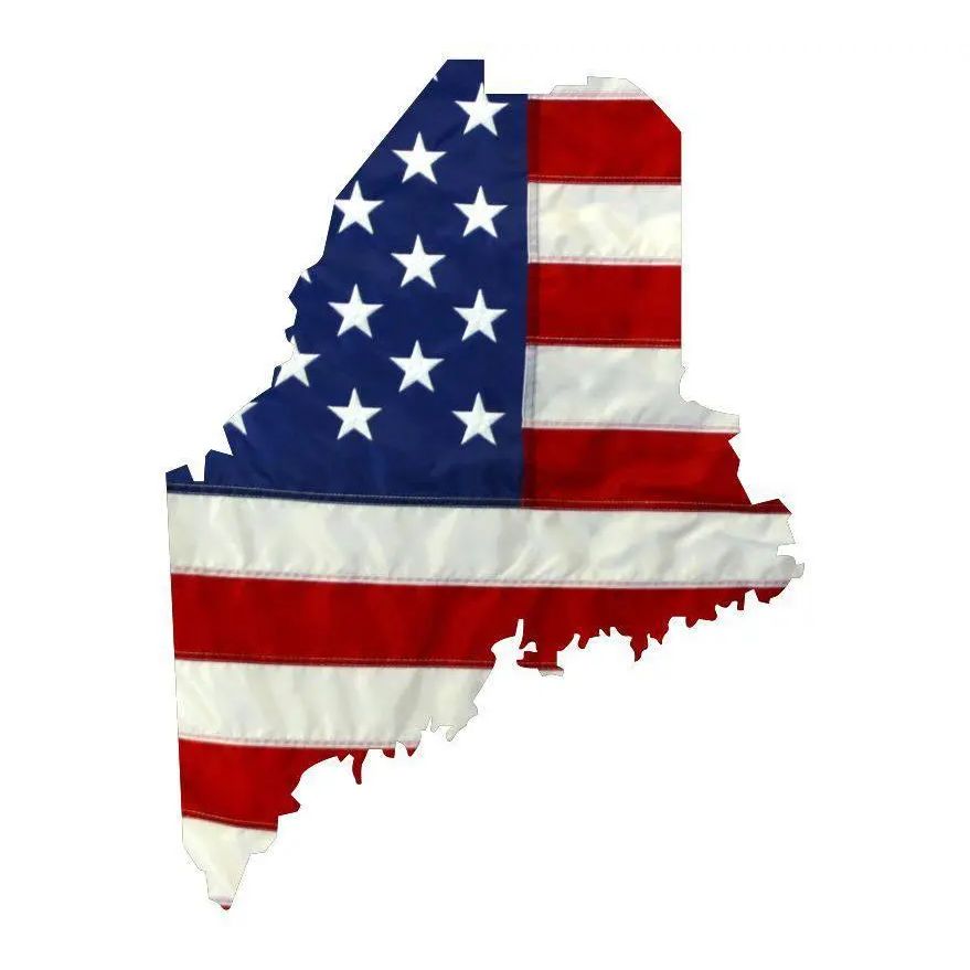 State of Maine Realistic American Flag Window Decal - Various Sizes.