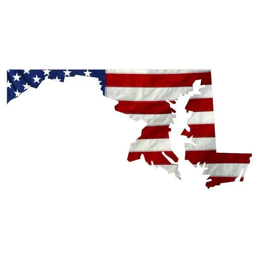State of Maryland Realistic American Flag Window Decal - Various Sizes.