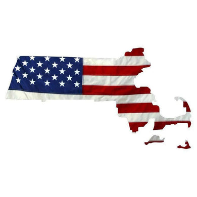 State of Massachusetts Realistic American Flag Window Decal - Various Sizes.