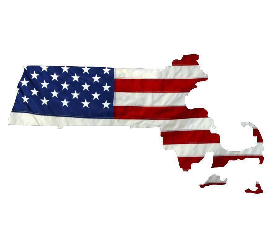 State of Massachusetts Realistic American Flag Window Decal - Various Sizes - BuckUp Tactical