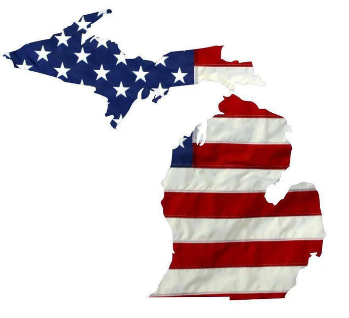 State of Michigan Realistic American Flag Window Decal - Various Sizes.