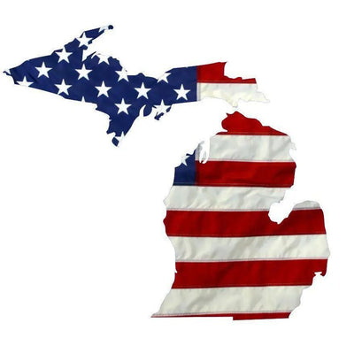 State of Michigan Realistic American Flag Window Decal - Various Sizes.