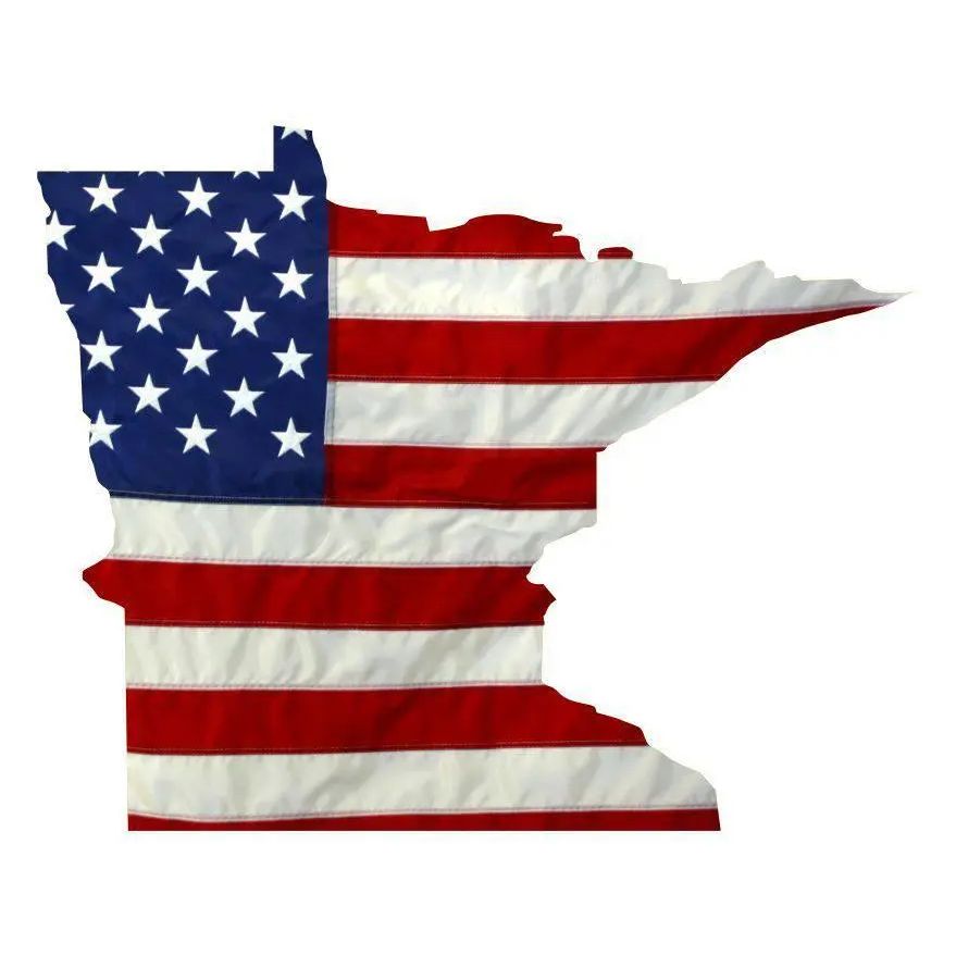 State of Minnesota Realistic American Flag Window Decal - Various Sizes.