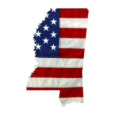 State of Mississippi Realistic American Flag Window Decal - Various Sizes.