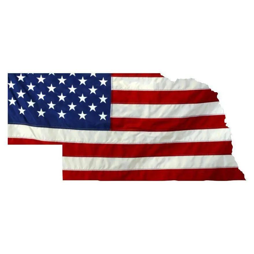 State of Nebraska Realistic American Flag Window Decal - Various Sizes.