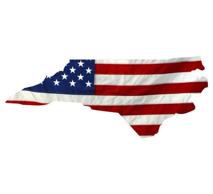 State of North Carolina Realistic American Flag Window Decal - Various Sizes.