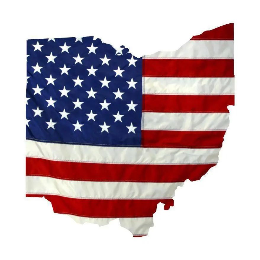 State of Ohio Realistic American Flag Window Decal - Various Sizes.