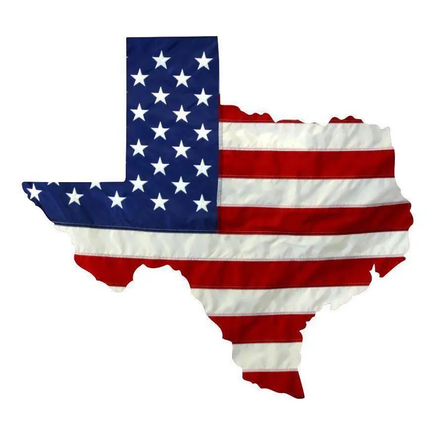 State of Texas Realistic American Flag Window Decal - Various Sizes.