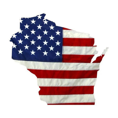 State of Wisconsin Realistic American Flag Window Decal - Various Sizes.