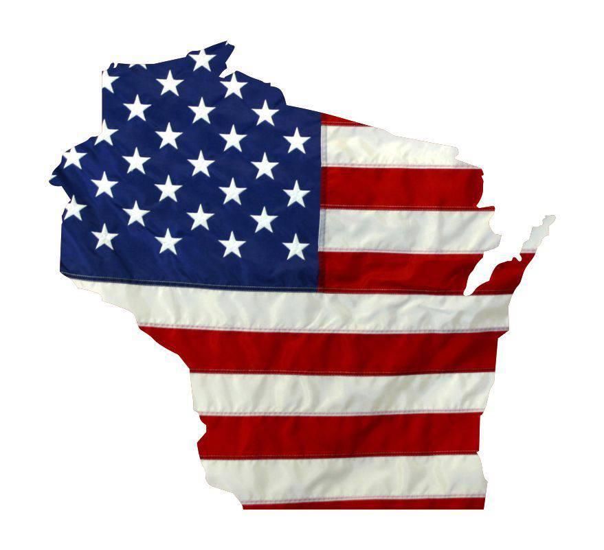 State of Wisconsin Realistic American Flag Window Decal - Various Sizes - BuckUp Tactical