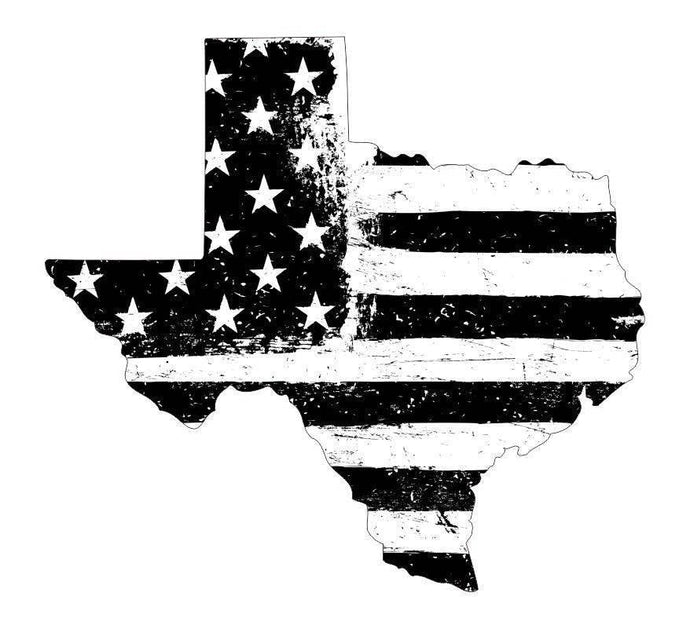 Texas Black White Tattered Flag Decal - Various Sizes - BuckUp Tactical