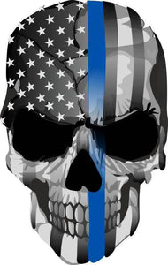 Thin Blue Line decal - Punisher Skull Blue Line USA Version 2 - Various Sizes - BuckUp Tactical
