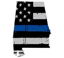 Thin Blue line decal - State of Alabama Grey Tattered Flag Decal - Various Sizes - BuckUp Tactical