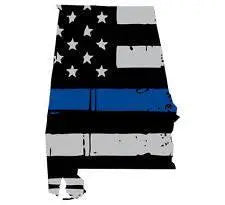Thin Blue line decal - State of Alabama Grey Tattered Flag Decal - Various Sizes.