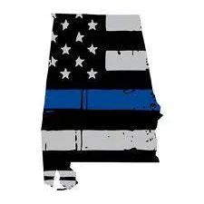 Thin Blue line decal - State of Alabama Grey Tattered Flag Decal - Various Sizes.