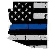 Thin Blue line decal - State of Arizona Grey Tattered Flag Decal - Various Sizes.