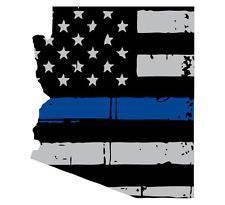Thin Blue line decal - State of Arizona Grey Tattered Flag Decal - Various Sizes - BuckUp Tactical