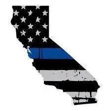 Thin Blue line decal - State of California Grey Tattered Flag Decal - Various Sizes.