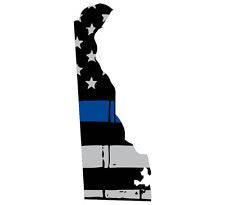Thin Blue line decal - State of Delaware Grey Tattered Flag Decal - Various Sizes - BuckUp Tactical