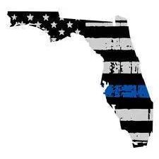 Thin Blue line decal - State of Florida Grey Tattered Flag Decal - Various Sizes.