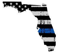 Thin Blue line decal - State of Florida Grey Tattered Flag Decal - Various Sizes - BuckUp Tactical