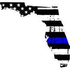 Thin Blue line decal - State of Florida Tattered Flag Decal - Various Sizes.