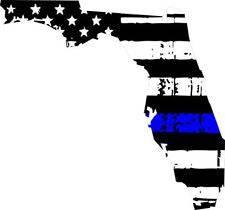 Thin Blue line decal - State of Florida Tattered Flag Decal - Various Sizes - BuckUp Tactical