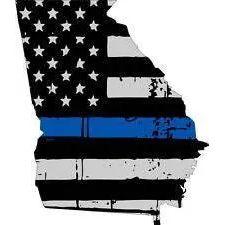 Thin Blue line decal - State of Georgia Grey Tattered Flag Decal - Various Sizes.