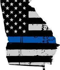 Thin Blue line decal - State of Georgia Grey Tattered Flag Decal - Various Sizes.