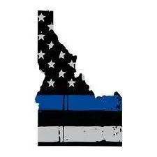 Thin Blue line decal - State of Idaho Grey Tattered Flag Decal - Various Sizes.