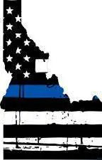 Thin Blue line decal - State of Idaho Tattered Flag Decal - Various Sizes.