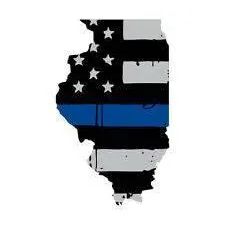 Thin Blue line decal - State of Illinois Grey Tattered Flag Decal - Various Sizes.