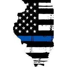 Thin Blue line decal - State of Illinois Tattered Flag Decal - Various Sizes.