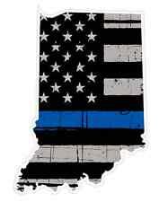 Thin Blue line decal - State of Indiana Grey Tattered Flag Decal - Various Sizes - BuckUp Tactical