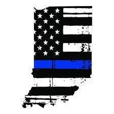 Thin Blue line decal - State of Indiana Tattered Flag Decal - Various Sizes.