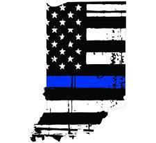 Thin Blue line decal - State of Indiana Tattered Flag Decal - Various Sizes - BuckUp Tactical