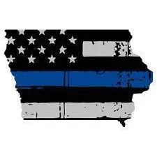 Thin Blue line decal - State of Iowa Grey Tattered Flag Decal - Various Sizes.