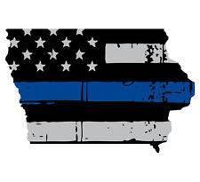 Thin Blue line decal - State of Iowa Grey Tattered Flag Decal - Various Sizes - BuckUp Tactical