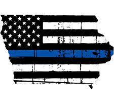 Thin Blue line decal - State of Iowa Tattered Flag Decal - Various Sizes - BuckUp Tactical